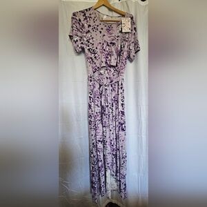 Latched Mama Purple Sundress Short Sleeve Crew Neck